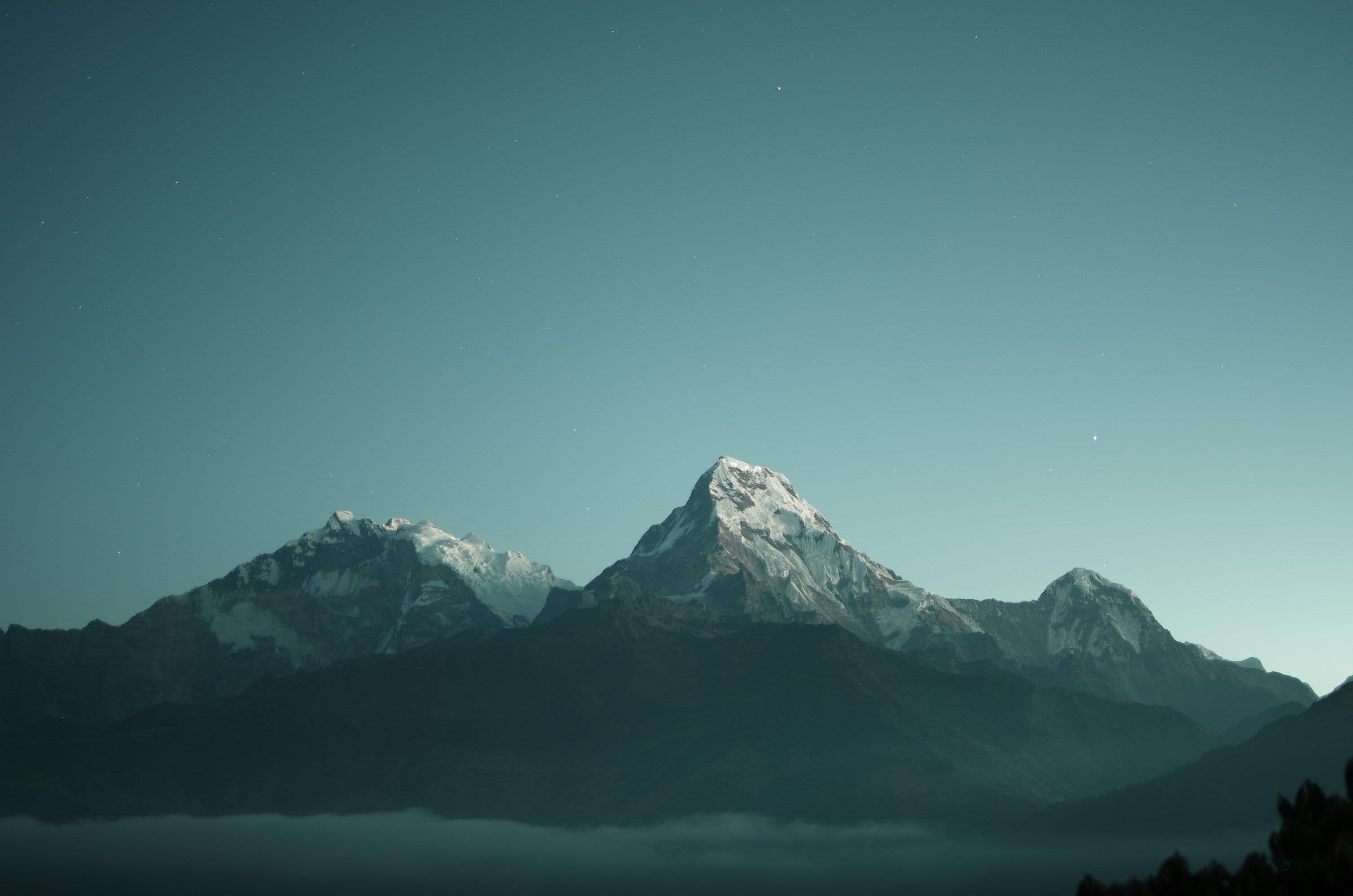 Annapurna South and Machapuchare at dawn seen from Poon Hill